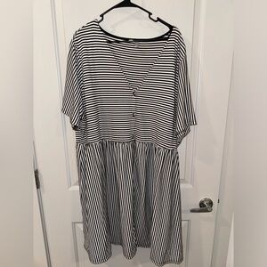 ASOS Curve Babydoll Dress with Black and Shite Stripes